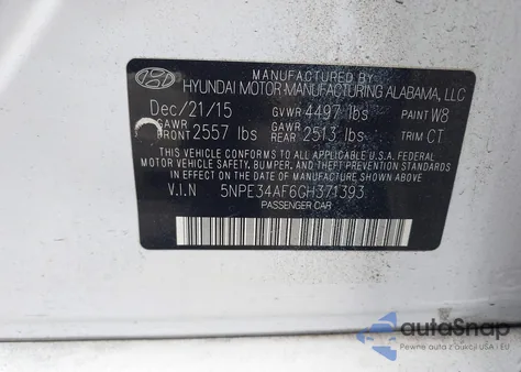 2016 Hyundai Sonata Sport из США, поврежденный, VIN 5NPE34AF6GH371393